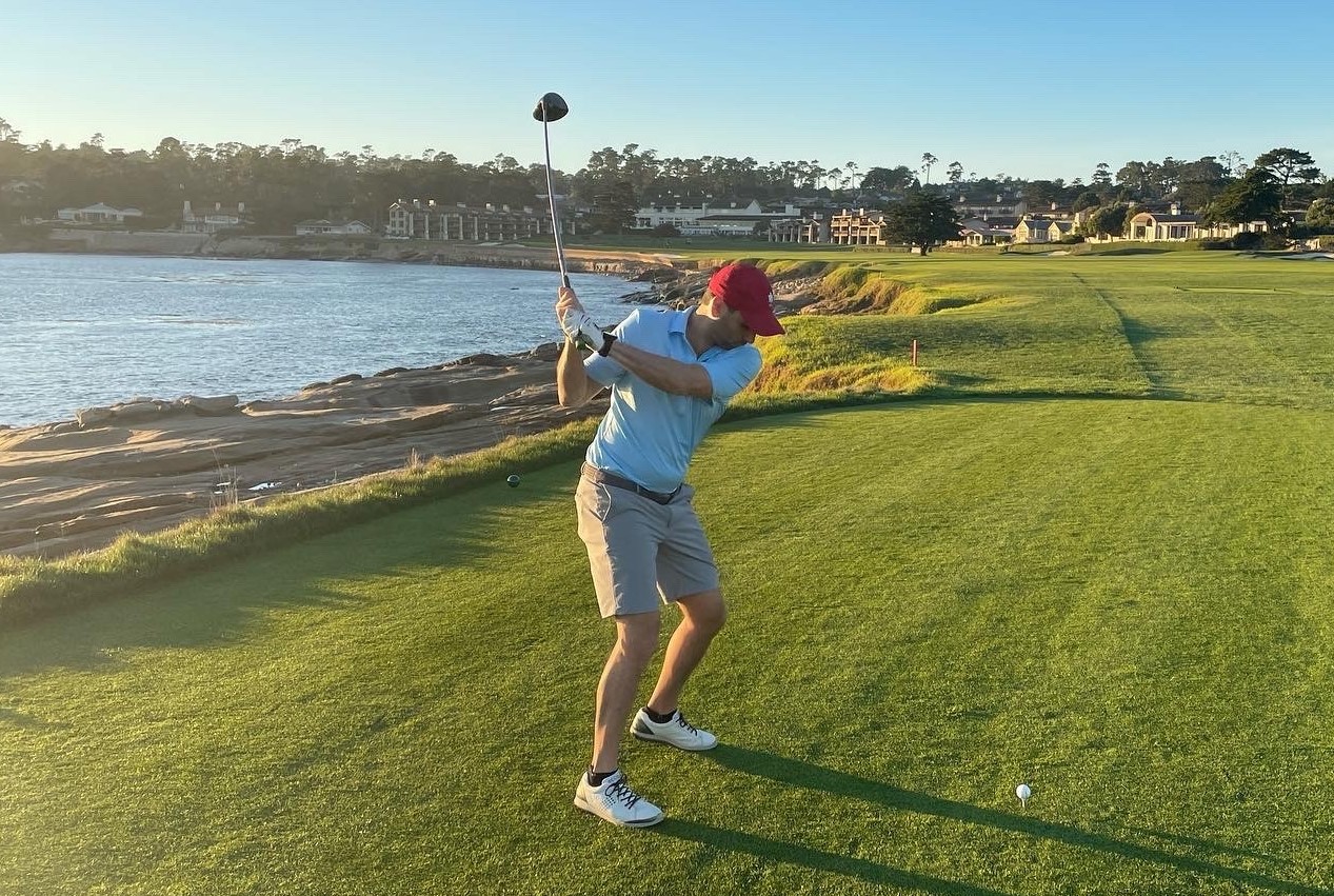 2023 June 06 - Weekly Q and A - Bobby Rudolph - Bobby Teeing Off on the 18th Hole at Pebble Beach