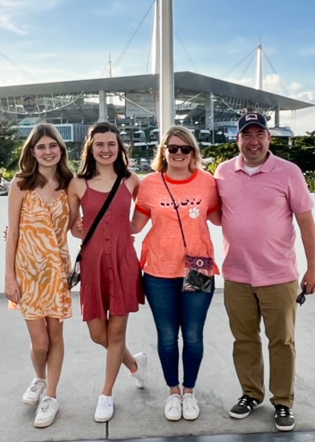 Christian Stegmaier, his wife Paige and their two daughters Grace (left) and Ella attended the the 2022 Orange Bowl in Miami where the Clemson Tigers battled the Tennessee Volunteers. Grace is a fourth generation Clemson on her mother’s side.