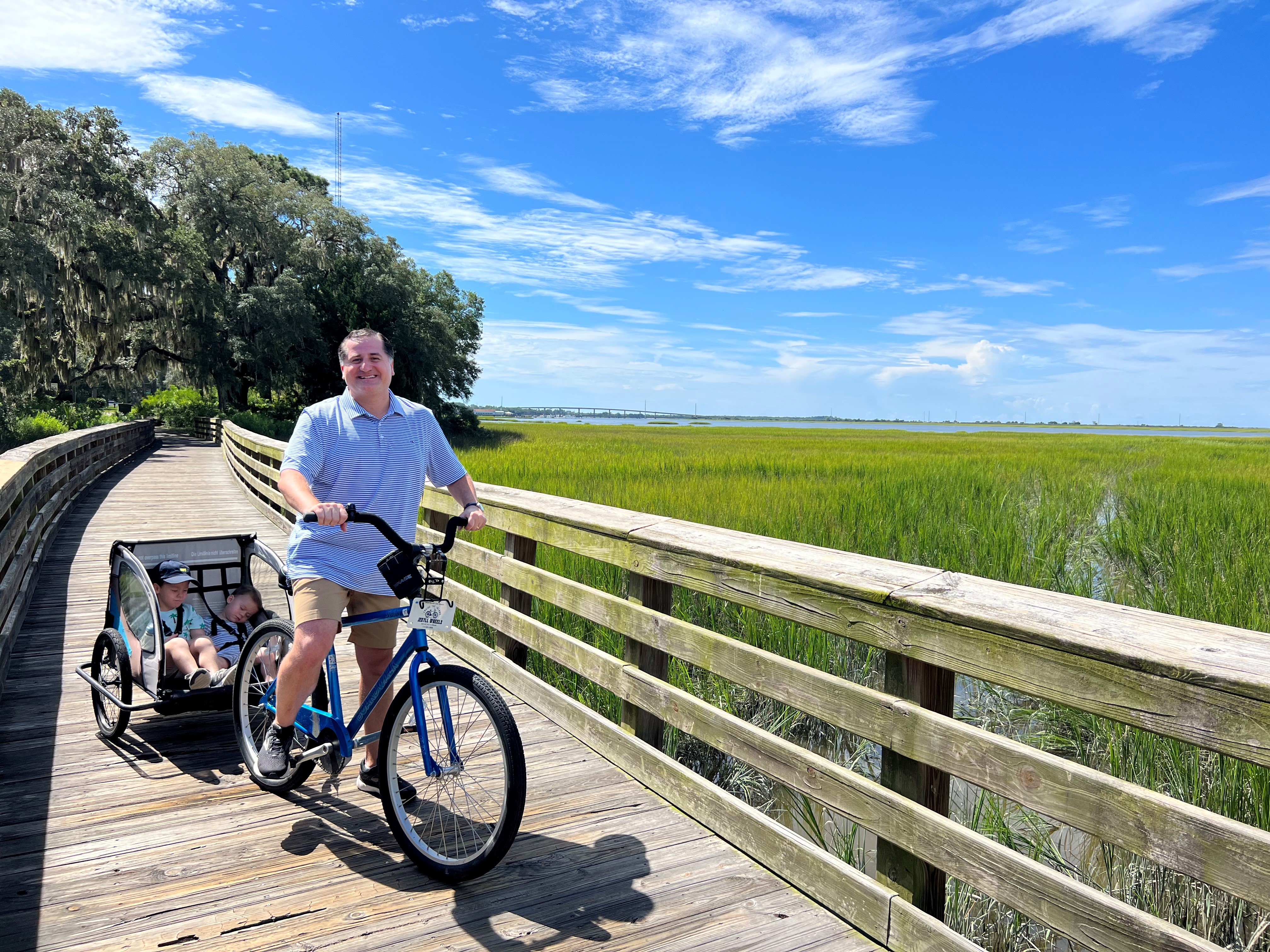 Justin enjoys traveling with his family to Jekyll Island in northern Georgia and cycling with his sons, Henry and Preston