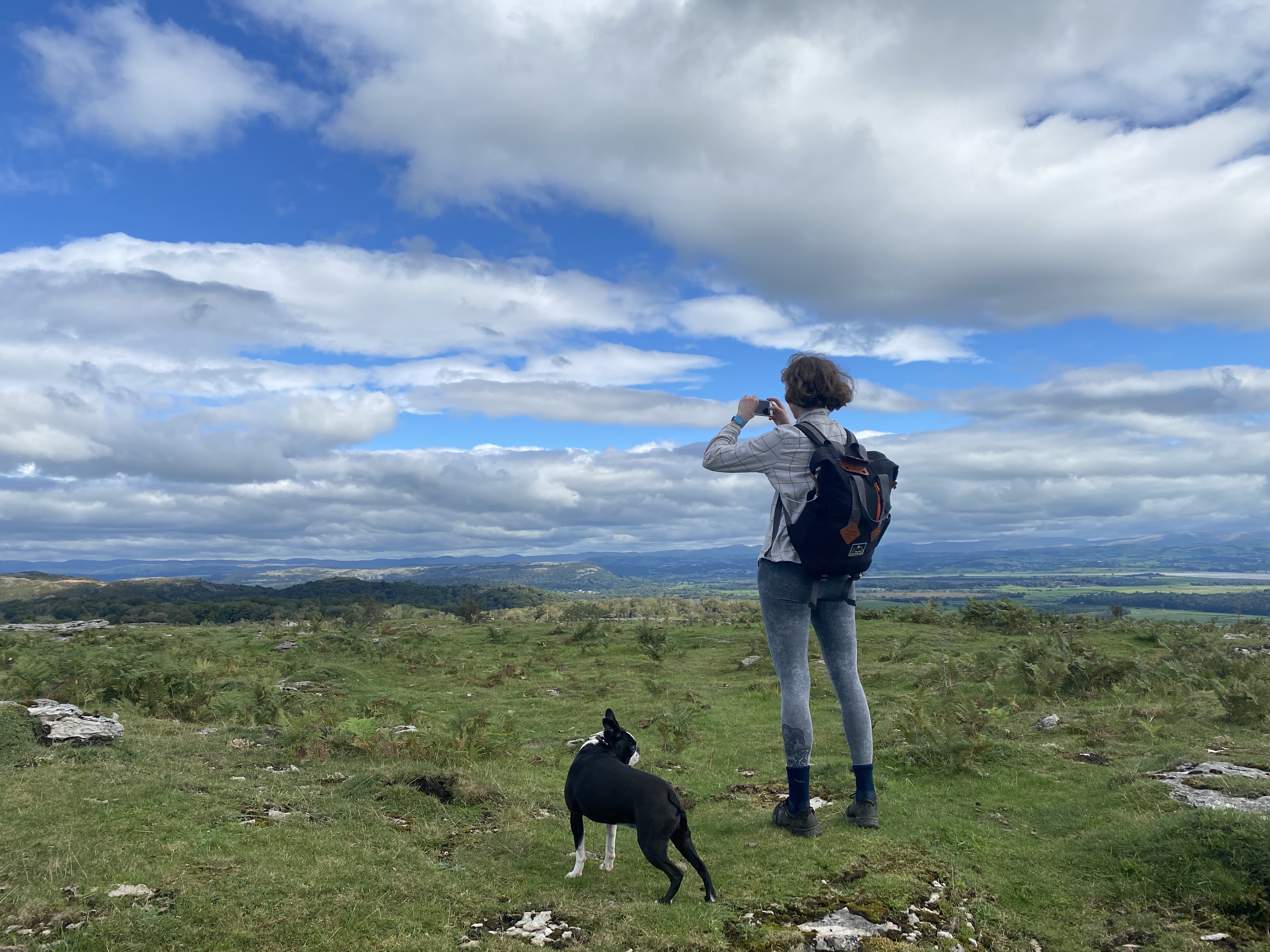Fran Spooner and her dog, Terence, in the Lake District of northwest England last fall.