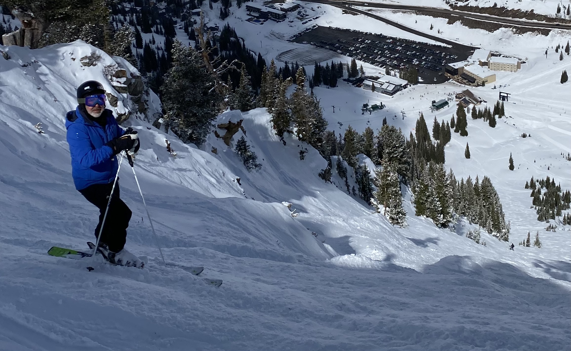 An experienced skier, Justin Heller poses on the legendary High Rustler Trail in Alta, Utah, one of the state’s steepest ski runs at more than 1,000 vertical feet.