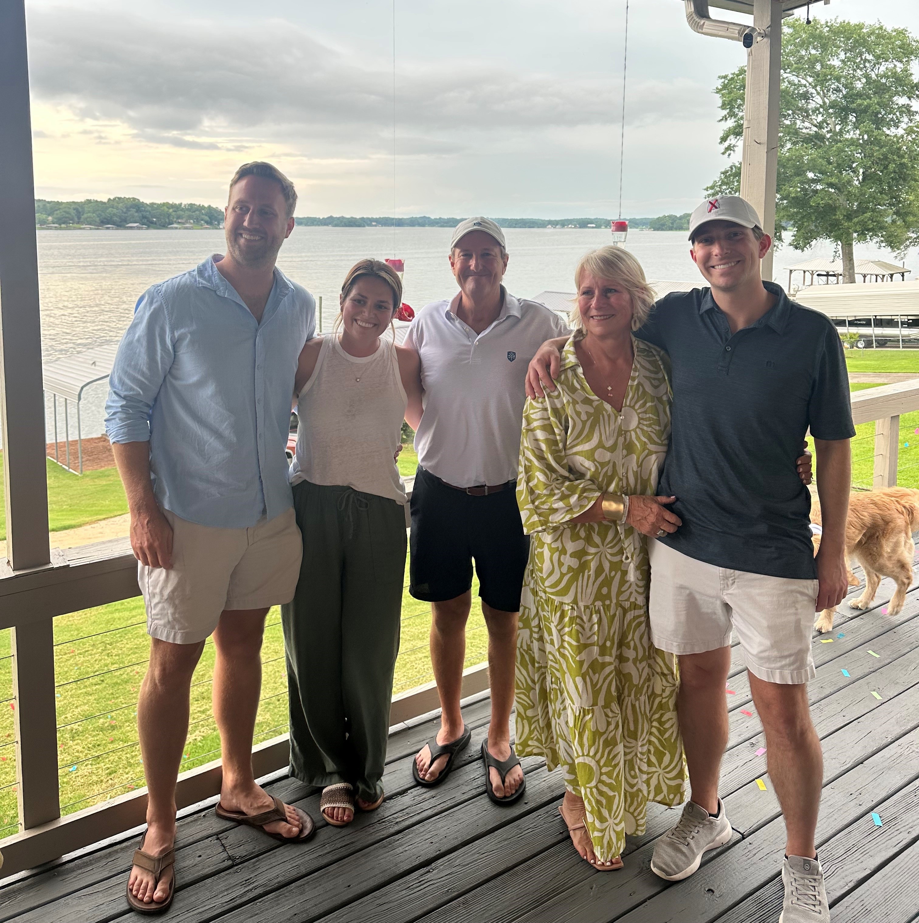 Wilson (far right) celebrates his brother Trent's engagement to Meaghan Hindes with his parents, Chris and Alison.