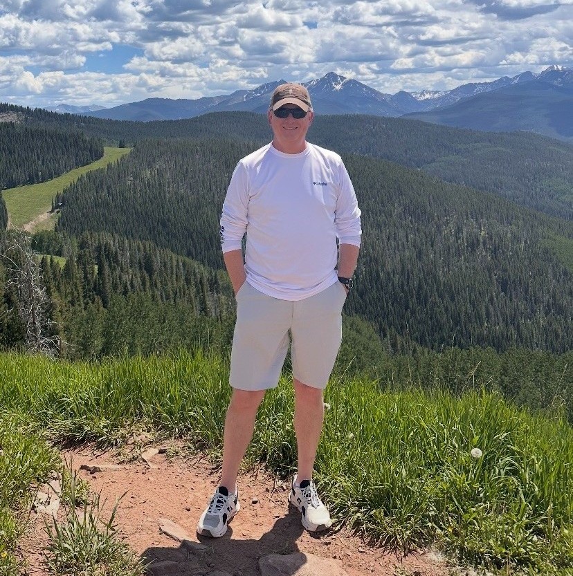 David, who enjoys spending time on the family ranch southwest of Fort Worth where they have a whitetail deer operation on 440 acres, hikes Beaver Creek in Colorado.