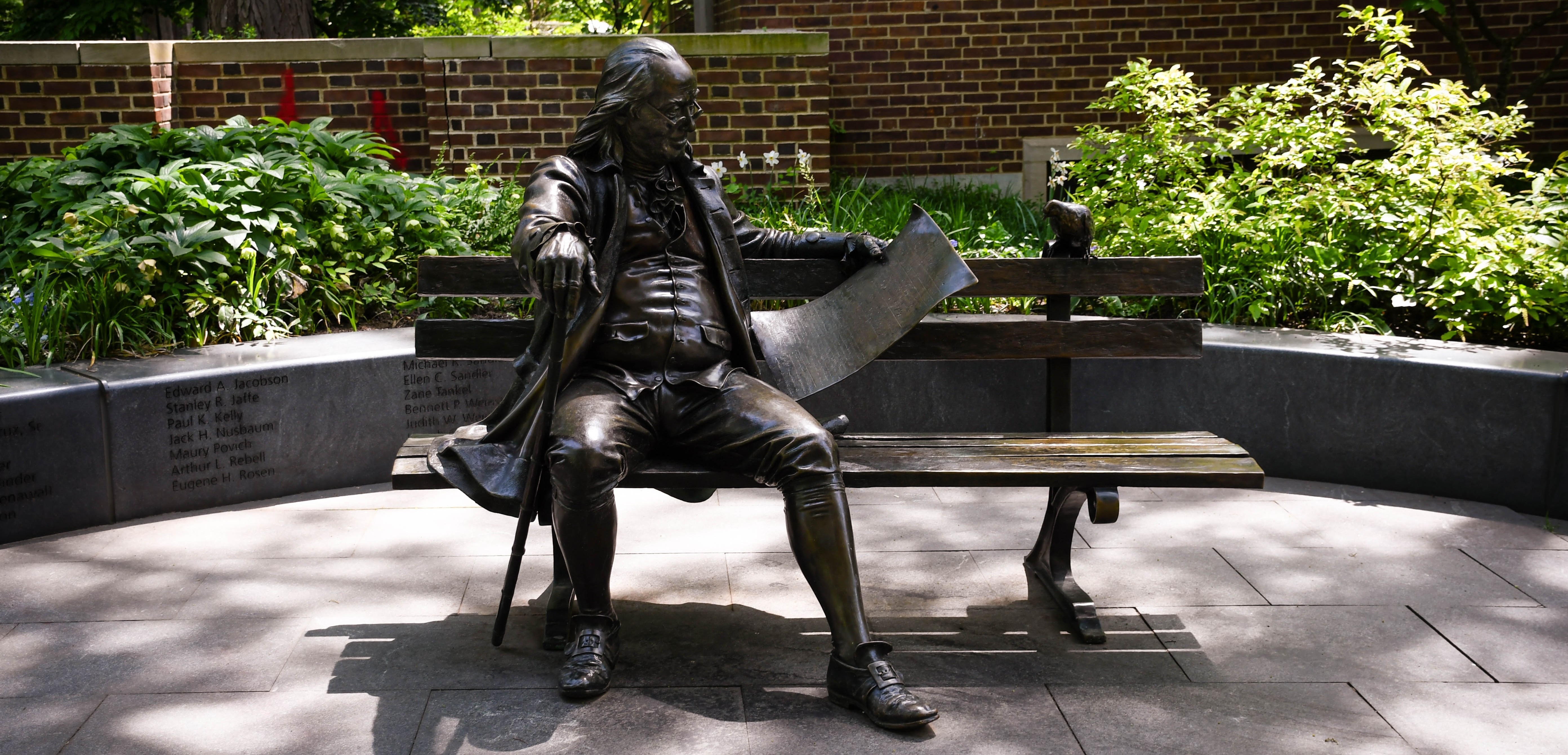 USA - Pennsylvania - Philadelphia - Benjamin Franklin Sitting on Bench Statue