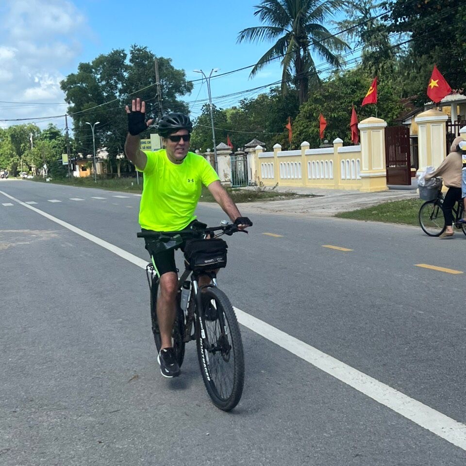 Among Tom Walsh's travel experiences with his family is a bike tour in Vietnam.