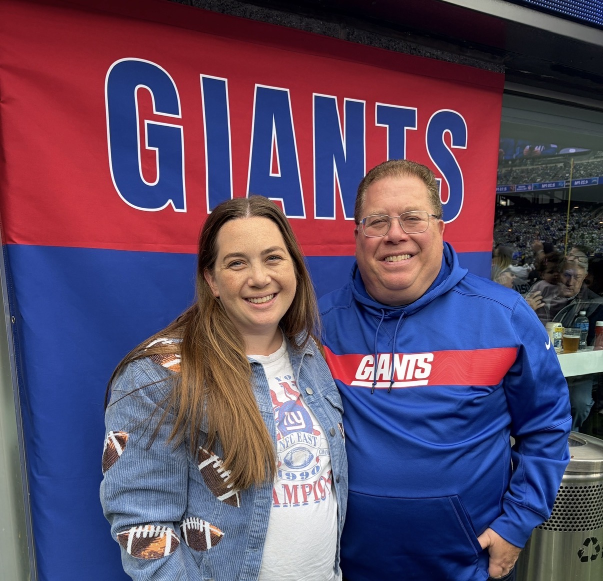 Peter and his daughter Dara attend a Giants game. Dara now serves on the Camp ASCCA board in her father’s place.
